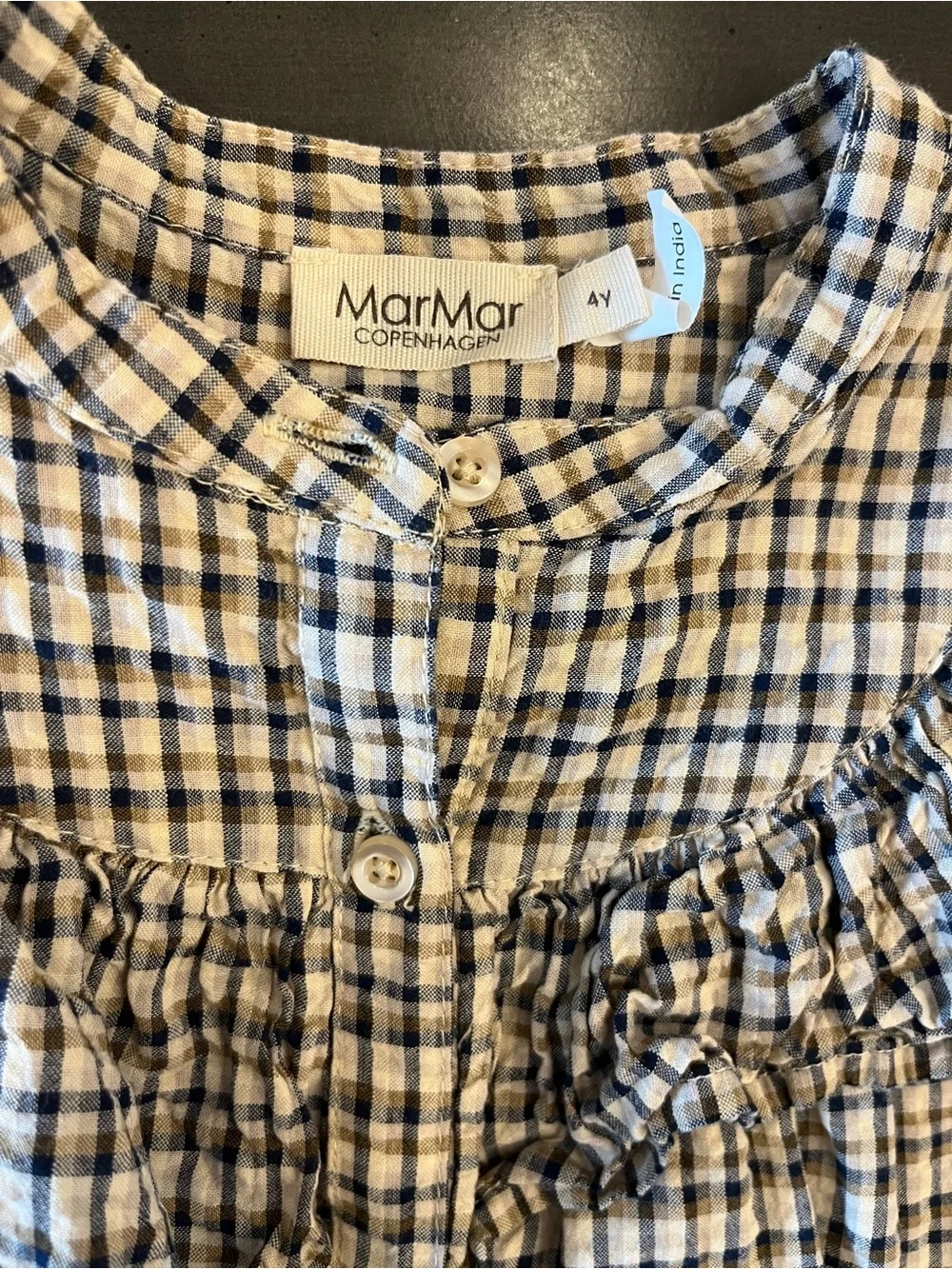 Marmar Girls Plaid Button-Front Dress with Ruffle Trim - Picture 2 of 8